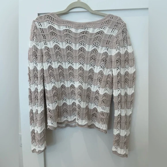 Z Supply Azura stripe crochet top in panda cotta - Picture 2 of 3